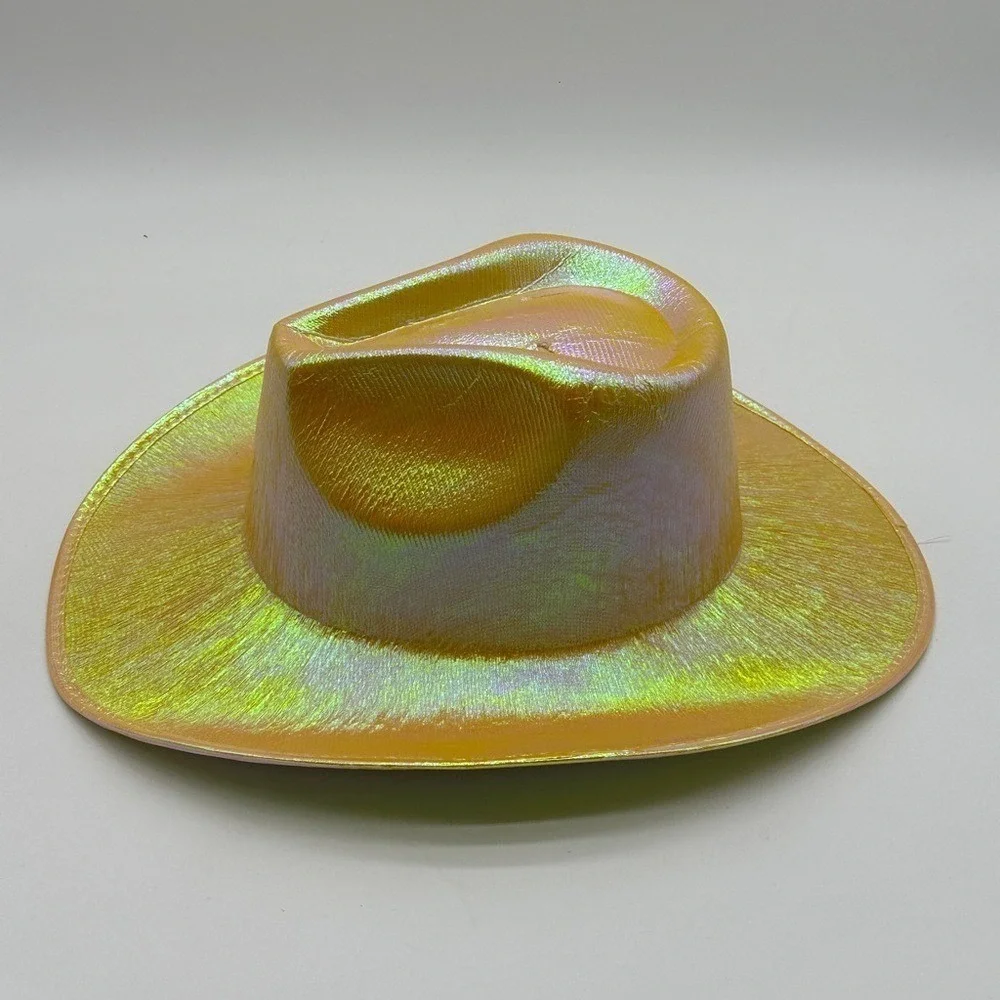 Iridescent Gold Holographic Cowboy Hat‎ Space Disco Festival Western Party
